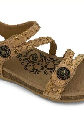Aetrex Jillian Braided Quarter Strap Sandals Cork Women's Size 6.5 NEW Comfort